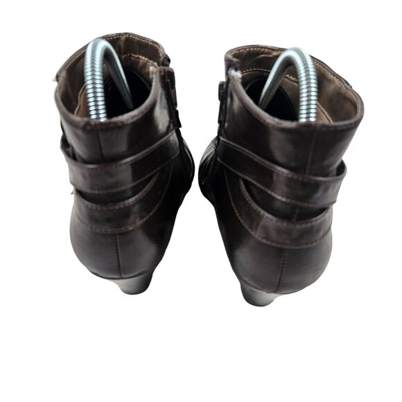 Life Stride Ankle Boots Womens Size 11W Georgette Brown Faux Leather Booties - Picture 4 of 9